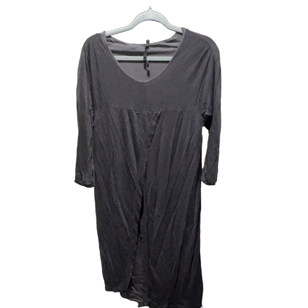 TRANSIT par-such G163 Dress Women's Dark Grey Linen Rayon Knit Shift Knee Length
